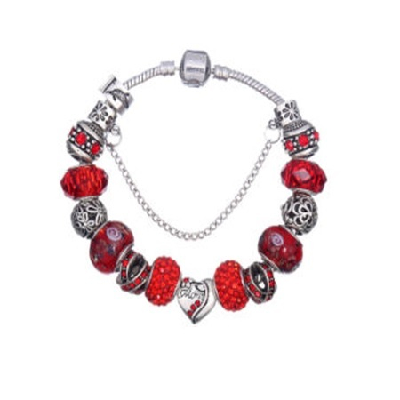 Bijuterii dama - Martisor bratara metal charm inima rosie