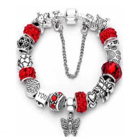Bijuterii dama - Martisor bratara metal charm rosu flurure
