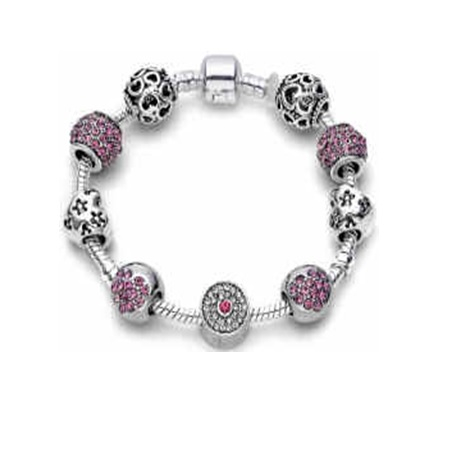 Bijuterii dama - Martisor bratara metal charm violet inima
