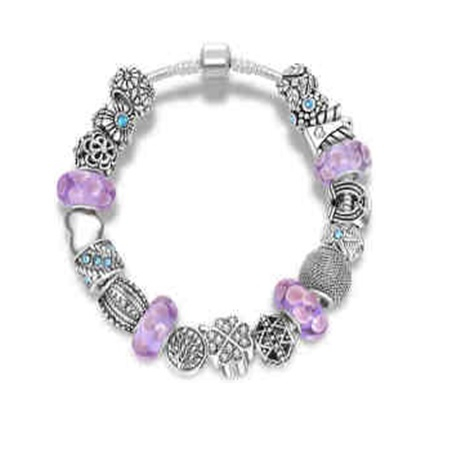 Bijuterii dama - Martisor bratara metal charm violet trifoi