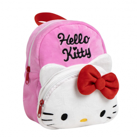 Totul pentru scoala - Mini Ghiozdan gradinita plus cu buzunar frontal Hello Kitty 22x18x12 cm