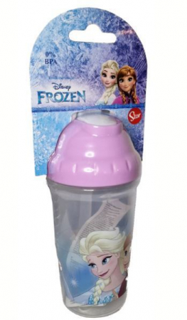 Accesorii hranire - Pahar plastic cu capac si pai flexibil Frozen II 295 ml