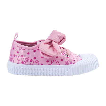 Imbracaminte si incaltaminte copii - Pantofi panza cu arici si fundita si buline Peppa Pig