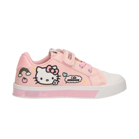 Pantofi sport - Pantofi sport cu lumini si inchidere cu arici, Hello Kitty