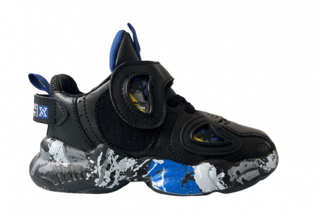 Pantofi sport - Pantofi sport pentru copii, material piele ecologica, negru/albastru