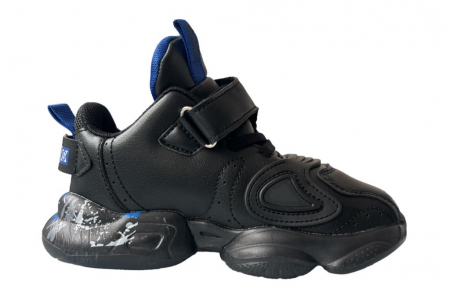 Pantofi sport pentru copii, material piele ecologica, negru/albastru [3]