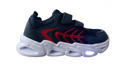 Pantofi sport - Pantofi sport pentru copii, material textil, navy, talpa cu leduri