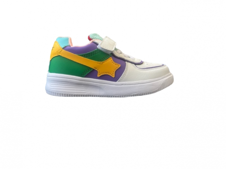 Pantofi sport - Pantofi sport pentru copii, material piele ecologica, alb, Star yellow