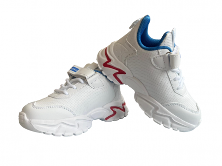 Pantofi sport pentru copii, material piele ecologica, alb/albastru [2]