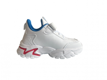 Pantofi sport pentru copii, material piele ecologica, alb/albastru [1]