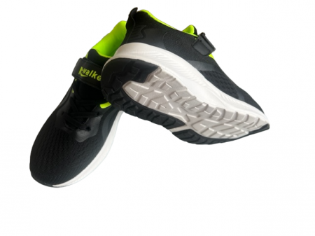 Pantofi sport pentru copii, material textil, negru/verde, talpa alba [4]