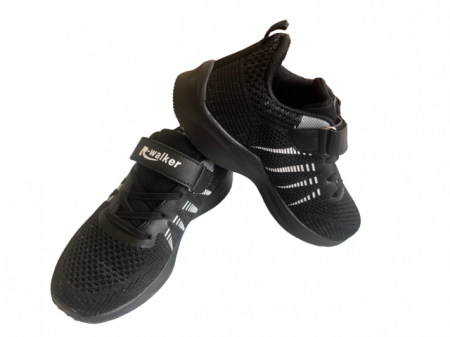 Pantofi sport pentru copii, material textil, negru/dungi albe [3]