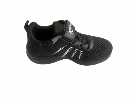 Pantofi sport pentru copii, material textil, negru/dungi albe [1]