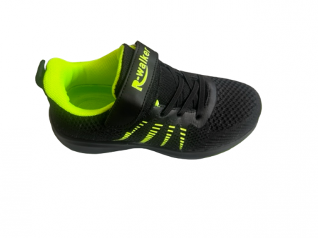 Pantofi sport pentru copii, material textil, negru/verde neon [1]