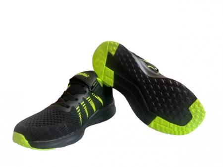 Pantofi sport pentru copii, material textil, negru/verde neon [3]