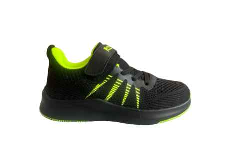Pantofi sport pentru copii, material textil, negru/verde neon [0]