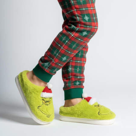 Papuci de casa pufosi Christmas Grinch [8]