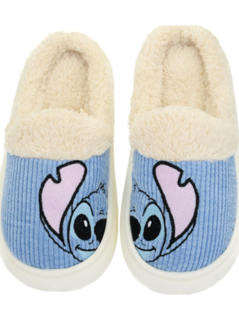 Imbracaminte si incaltaminte copii - Papuci de casa pufosi cu talpa groasa Lilo & Stitch