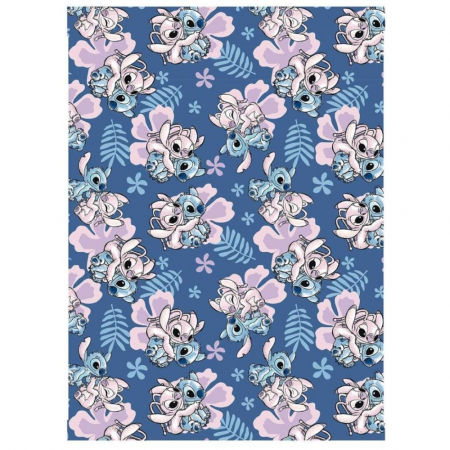 Home&Deco - Patura coral fleece, Lilo si Stitch Hibiscus, 110x150 cm
