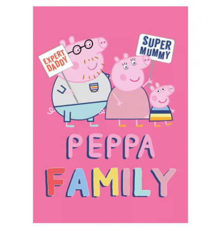 Home&Deco - Patura polar Peppa Pig Family, 100x140 cm