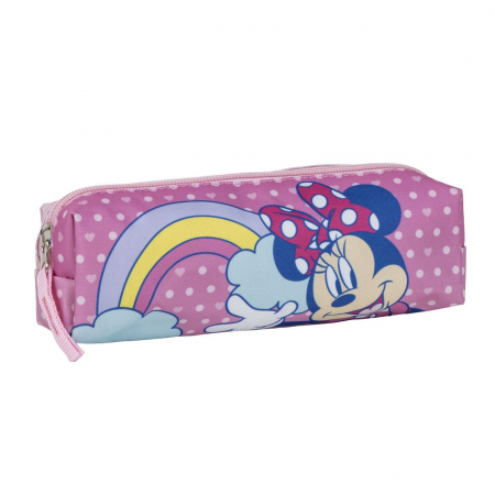 Rechizite si papetarie - Penar 1 compartiment, neechipat Minnie Mouse Rainbow, 20x10x5.5 cm