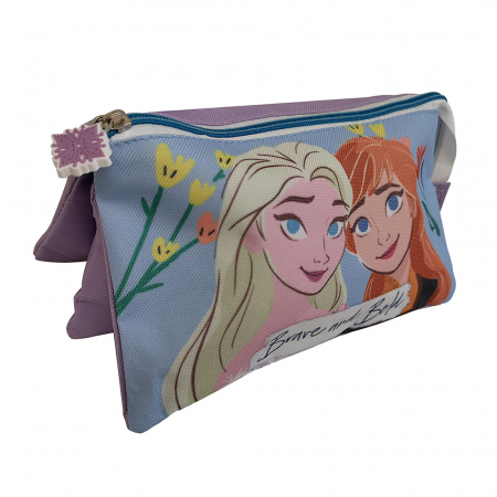 Rechizite si papetarie - Penar cu 3 compartimente Frozen Brave and Bold, 21 x 3.5 x 11.5 cm