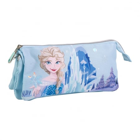 Rechizite si papetarie - Penar cu 3 compartimente neechipat Frozen Elsa 22.5x2x11.5 cm