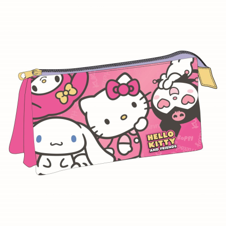 Penare - Penar cu 3 compartimente neechipat, Hello Kitty and Friends 22.5x11.5x2 cm