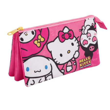 Totul pentru scoala - Penar școlar cu 3 compartimente Hello Kitty and Friends