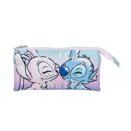 Totul pentru scoala - Penar cu 3 compartimente neechipat, Lilo & Stitch Angel 22.5x2x11.5 cm