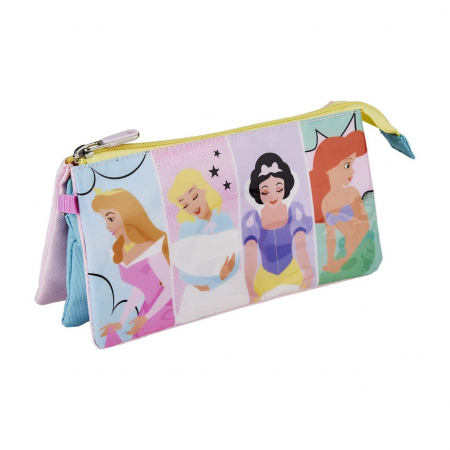 Totul pentru scoala - Penar cu 3 compartimente Printesele Disney, 22,5 x 2 x 11.5 cm