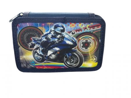 Totul pentru scoala - Penar dublu echipat 22 piese Moto