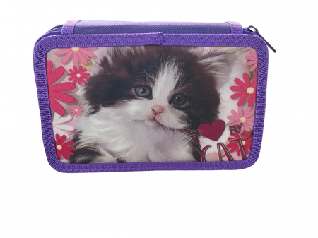 Totul pentru scoala - Penar dublu echipat 22 piese Kitty