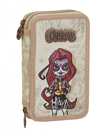 Rechizite si papetarie - Penar dublu echipat Catrina Maya 28 piese