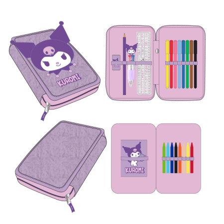 Penare - Penar dublu echipat cu 21 piese Giotto, Hello Kitty Kuromi