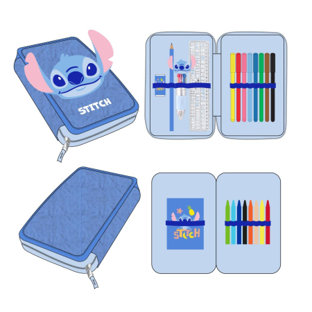 Penare - Penar dublu echipat cu 21 piese Giotto, Lilo & Stitch