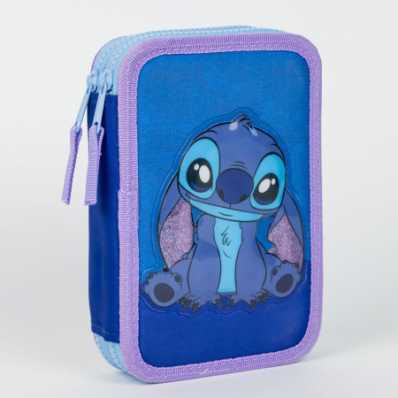 Totul pentru scoala - Penar echipat 29 piese, 2 compartimente, Lilo & Stitch 3D