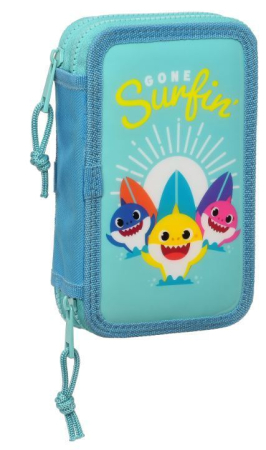Totul pentru scoala - Penar echipat cu 2 compartimente, 28 piese Baby Shark
