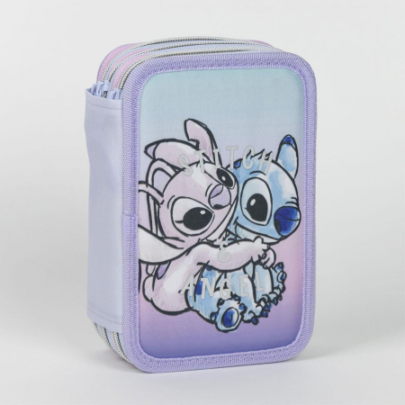 Totul pentru scoala - Penar echipat cu 43 piese Giotto, 3 compartimente, Lilo & Stitch