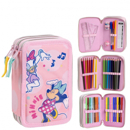 Rechizite si papetarie - Penar echipat cu 43 piese Giotto, 3 compartimente Minnie Mouse Music Disney