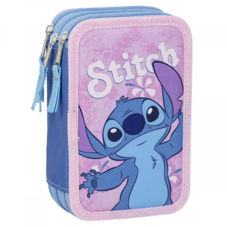 Totul pentru scoala - Penar echipat cu 43 piese Giotto, 3 compartimente, Stitch Aloha