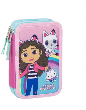 Totul pentru scoala - Penar echipat cu 43 piese Giotto, 3 compartimente, Gabby's Dollhouse