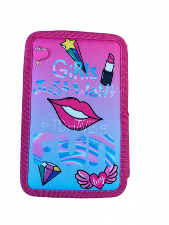 Rechizite si papetarie - Penar ehipat Sweet Kiss , 3 compartimente, 19x12x6 cm