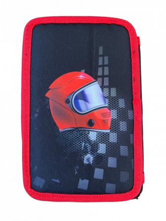 Rechizite si papetarie - Penar ehipat Racing , 3 compartimente, 19x12x6 cm