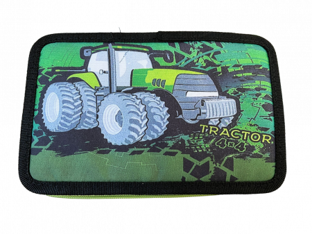 Rechizite si papetarie - Penar ehipat Tractor 4x4, 3 compartimente, 19x12x6 cm, 32 piese