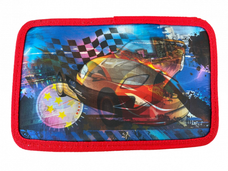 Rechizite si papetarie - Penar ehipat Car Speed, holograma 3D , 3 compartimente, 19x12x6 cm, 32 piese
