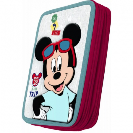 Totul pentru scoala - Penar Mickey Mouse 3D dublu echipat 31 piese