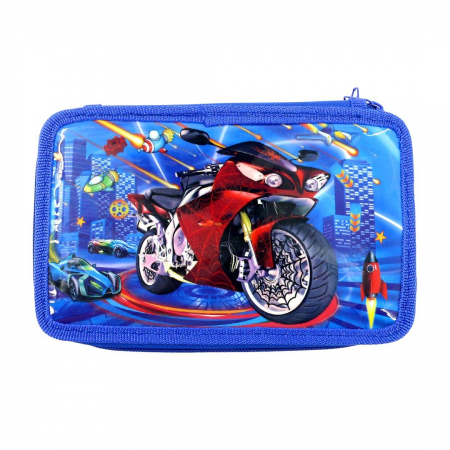 Totul pentru scoala - Penar triplu echipat 33 piese Moto