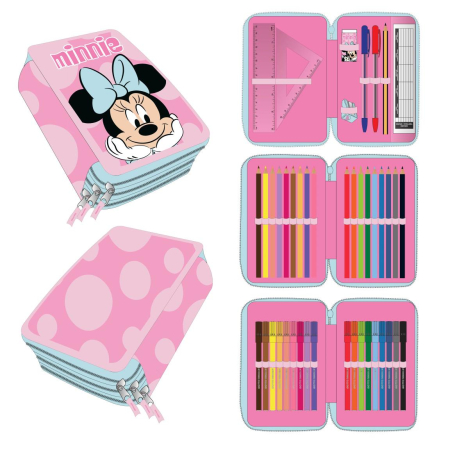 Penare - Penar triplu echipat cu 44 piese Giotto, Minnie Mouse