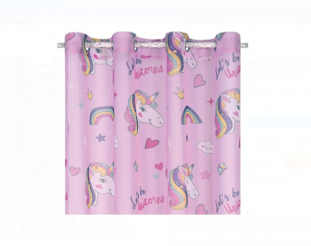 Home&Deco - Perdea decorativa camera copiilor Unicorn, 140 x 260 cm